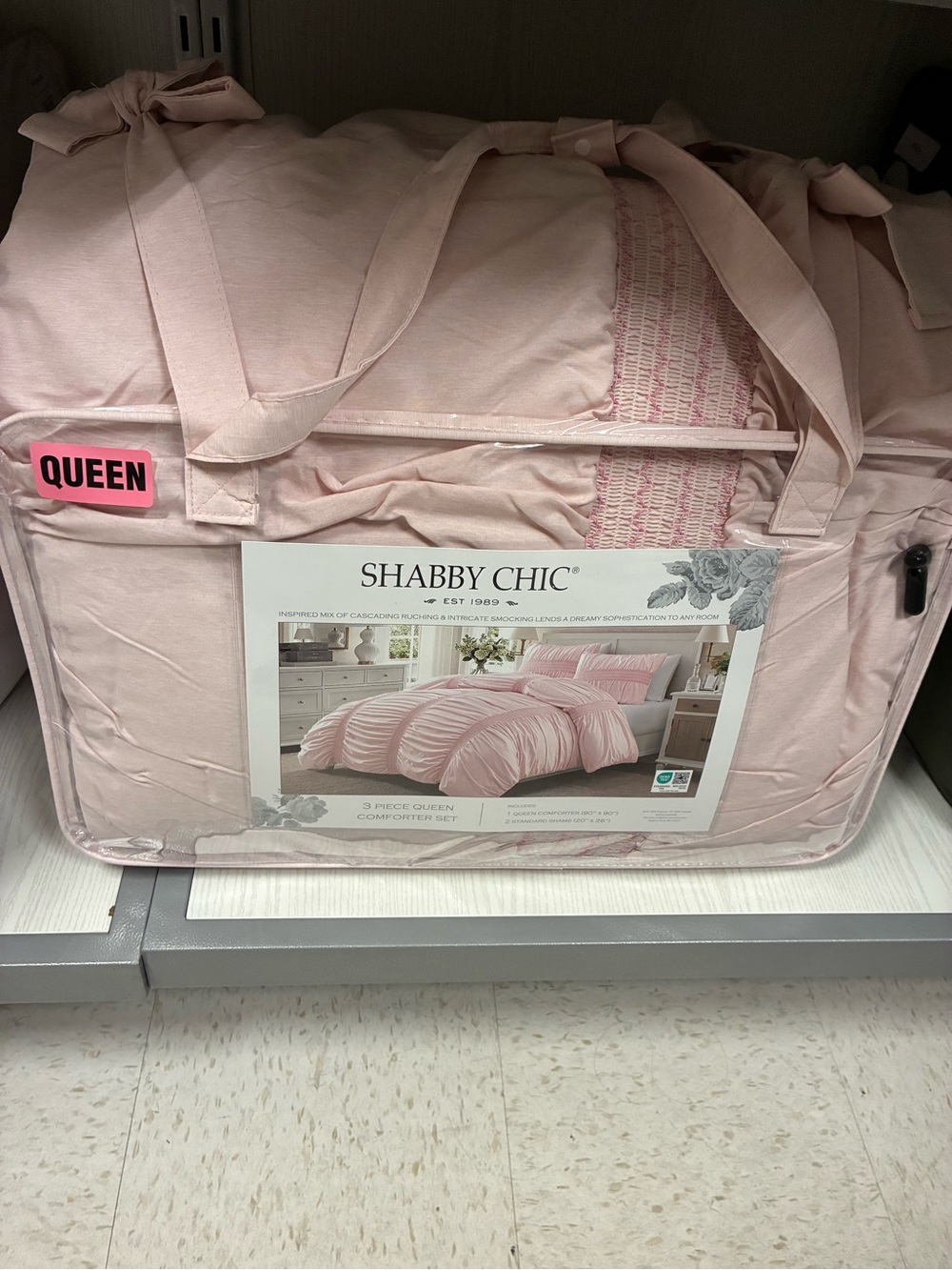 Shabby Chic Soft Pink Ruched Comforter Set